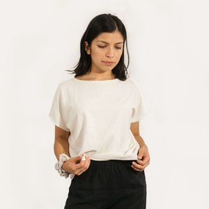 Two Fold Clothing - Krissy Tee in Raw Silk Ivory